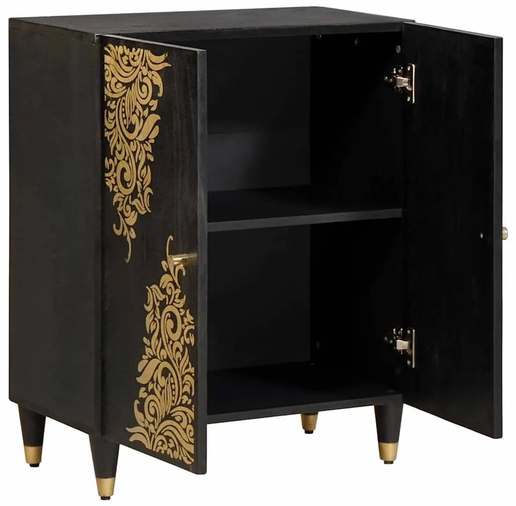 vidaXL Buffet Preto 60 x 33 x 75 cm Madeira de manga maciça