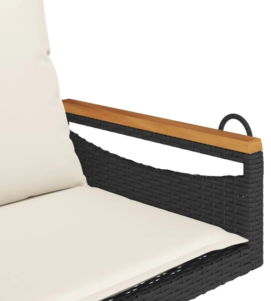 Banco baloiço com almofadões 63x62x40 cm vime PE preto