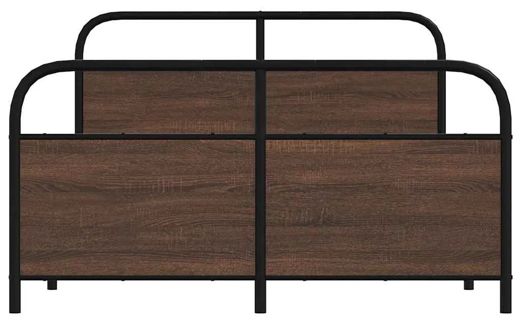 Estrutura de cama sem colchão 140x190cm metal carvalho castanho