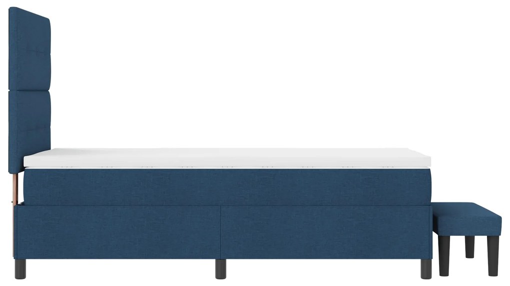 Cama Box Spring com Colchão e Banco Azul 90x200 cm Tecido
