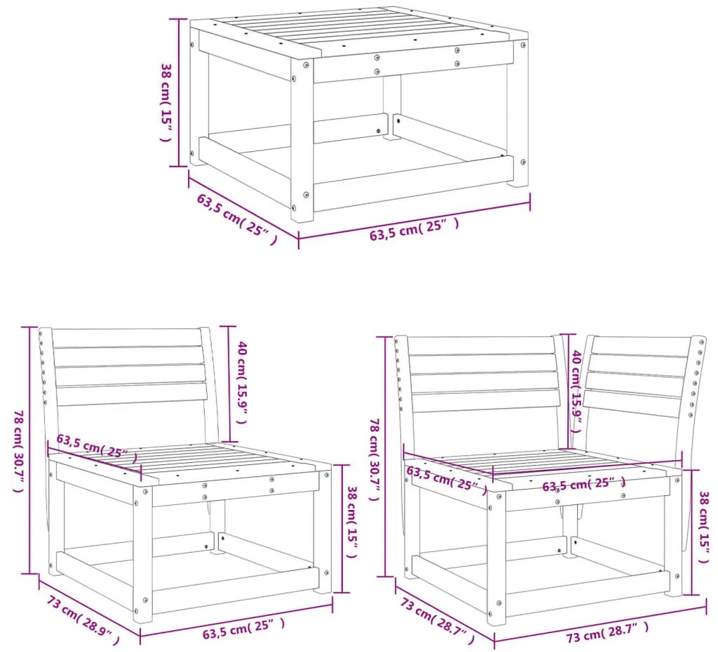 7 pcs conjunto lounge de jardim pinho maciço castanho-mel