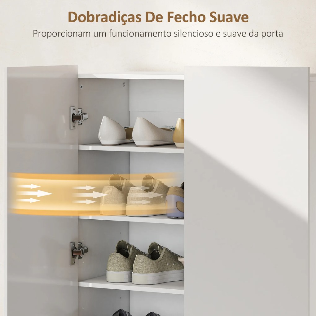 Sapateira para Entrada com Prateleiras Ajustáveis para 20 Pares de Sapatos 72x34,5x103 cm Branco Brilhante