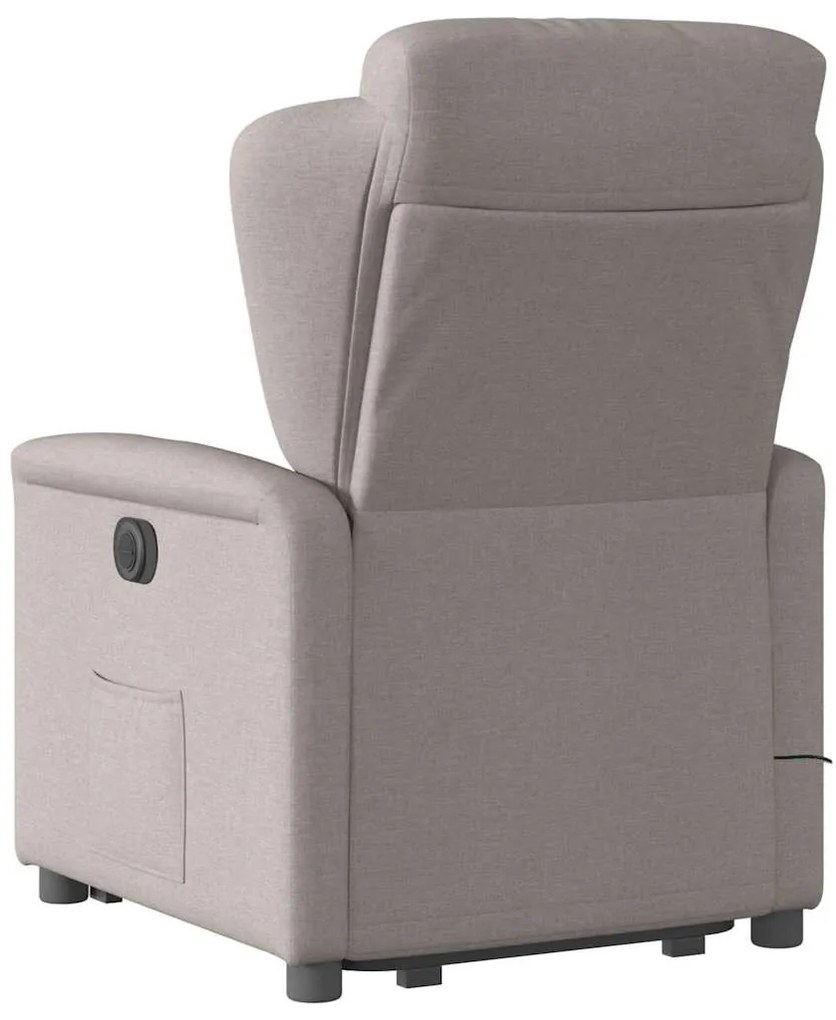 Poltrona elevatória de massagens tecido cinzento-acastanhado