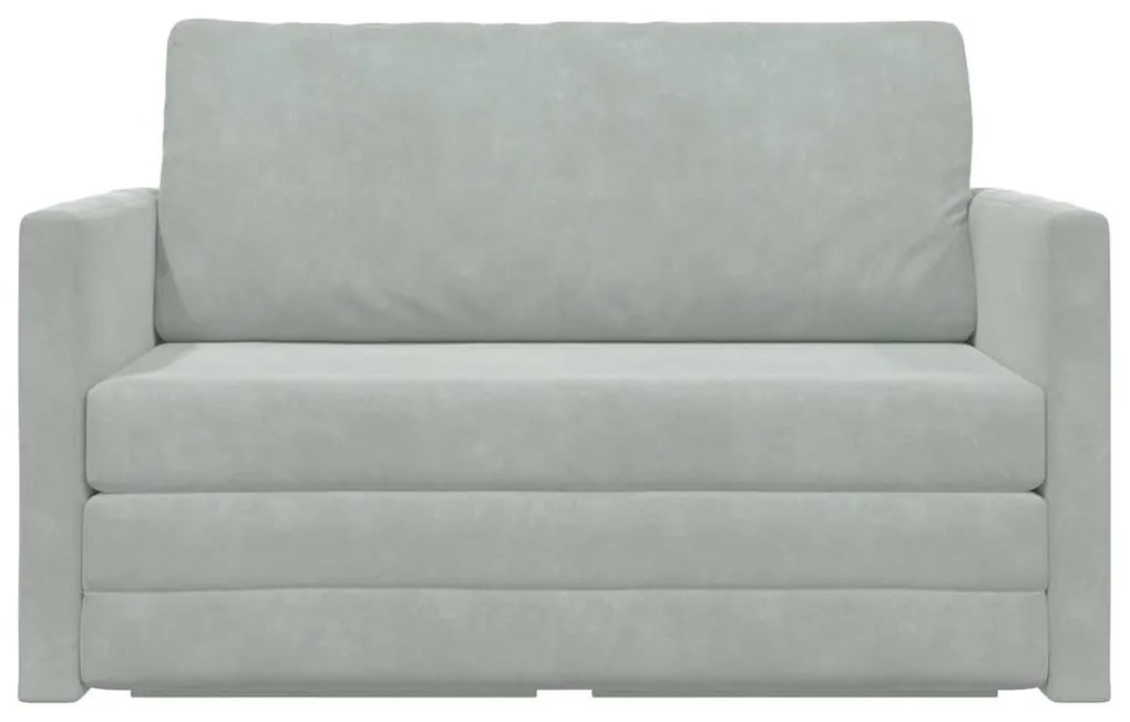 Sofá Cama de Chão 2-em-1 Cinza Claro 124x204x61 cm Veludo