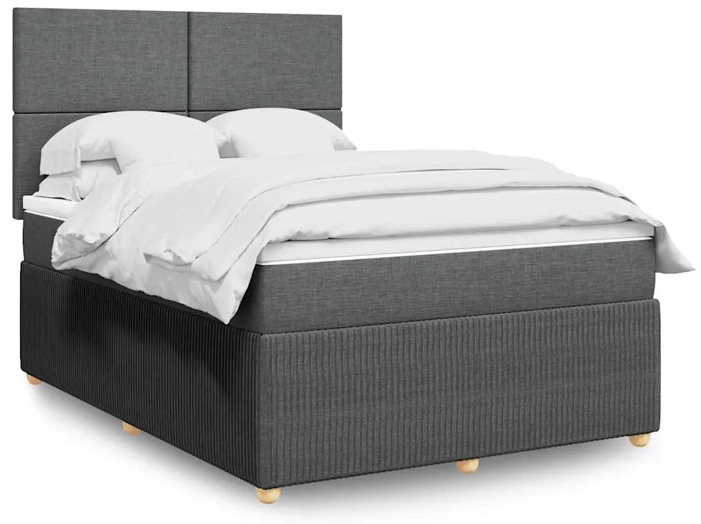 Cama com molas/colchão 140x200 cm tecido cinzento-escuro