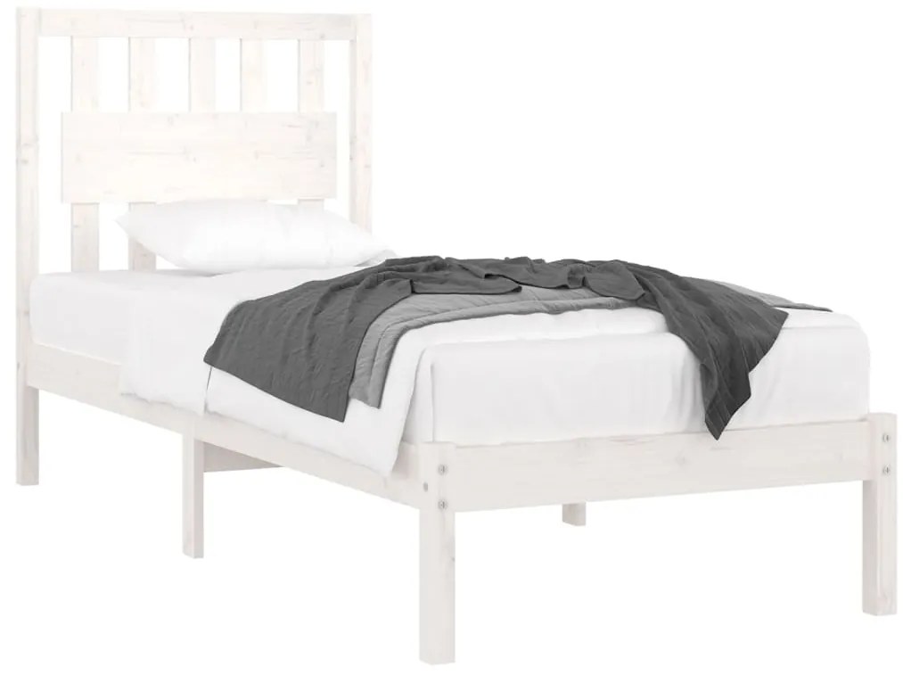 Estrutura de cama 100x200 cm pinho maciço branco
