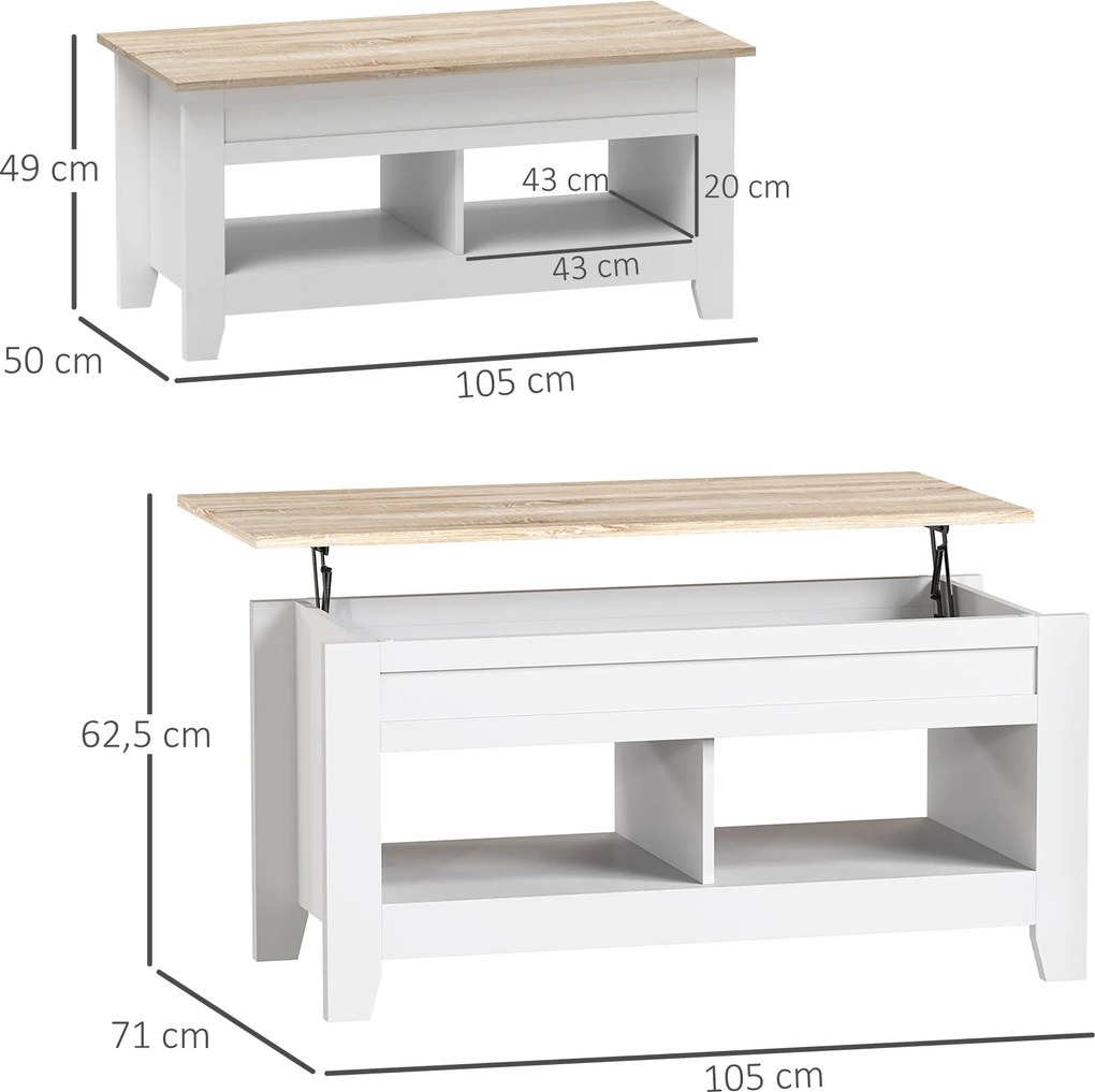 Mesa de Centro com Bancada Elevável Mesa de Centro com 2 Compartimento