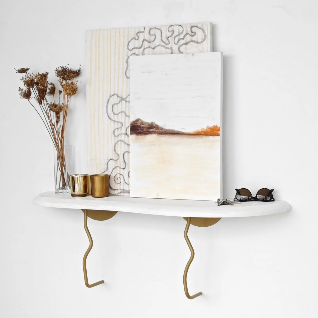 Prateleira de Parede Edera – Dourado e Branco – 99 cm x 22 cm