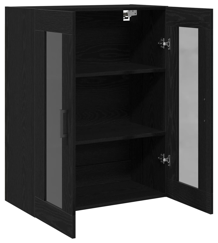 Armário de Parede com Portas de Vidro Carvalho Negro 69.5x34x90 cm