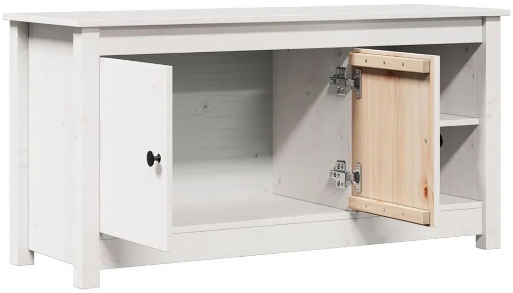 Móvel de TV 103x36,5x52 cm madeira de pinho maciça branco