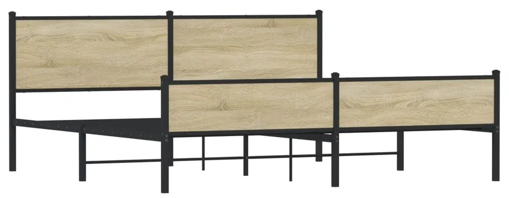 Estrutura de cama sem colchão 193x203cm metal carvalho sonoma