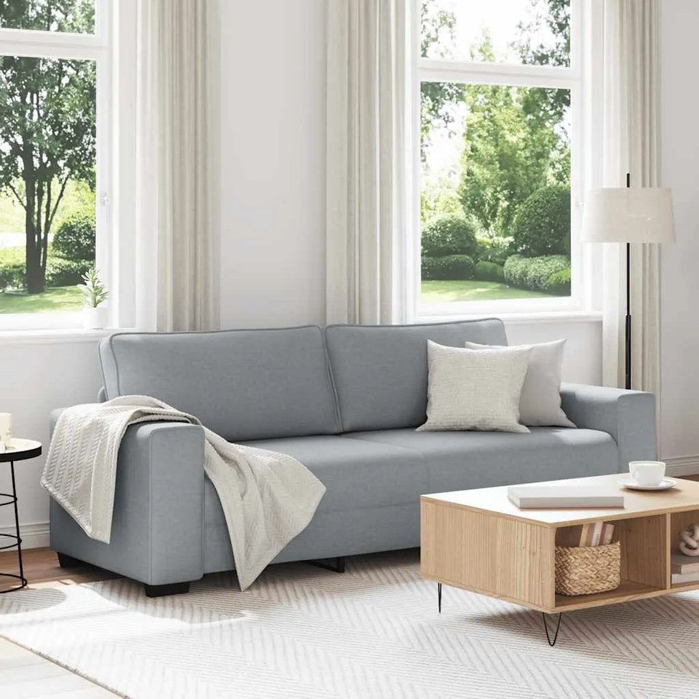 vidaXL Sofá de 3 lugares 180 cm tecido cinza-claro