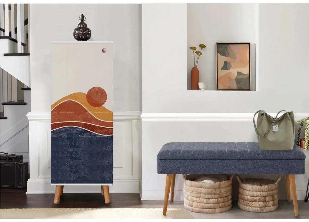 Conjunto de Mobiliário de Entrada Vegas – Branco/Azul Escuro – Sapatei