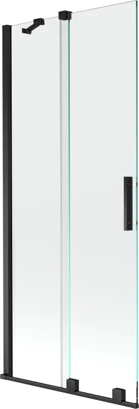 Mexen Velar divisória de banho de 2 folhas deslizantes 85 x 150 cm, transparente, preto - 896-085-000-01-70