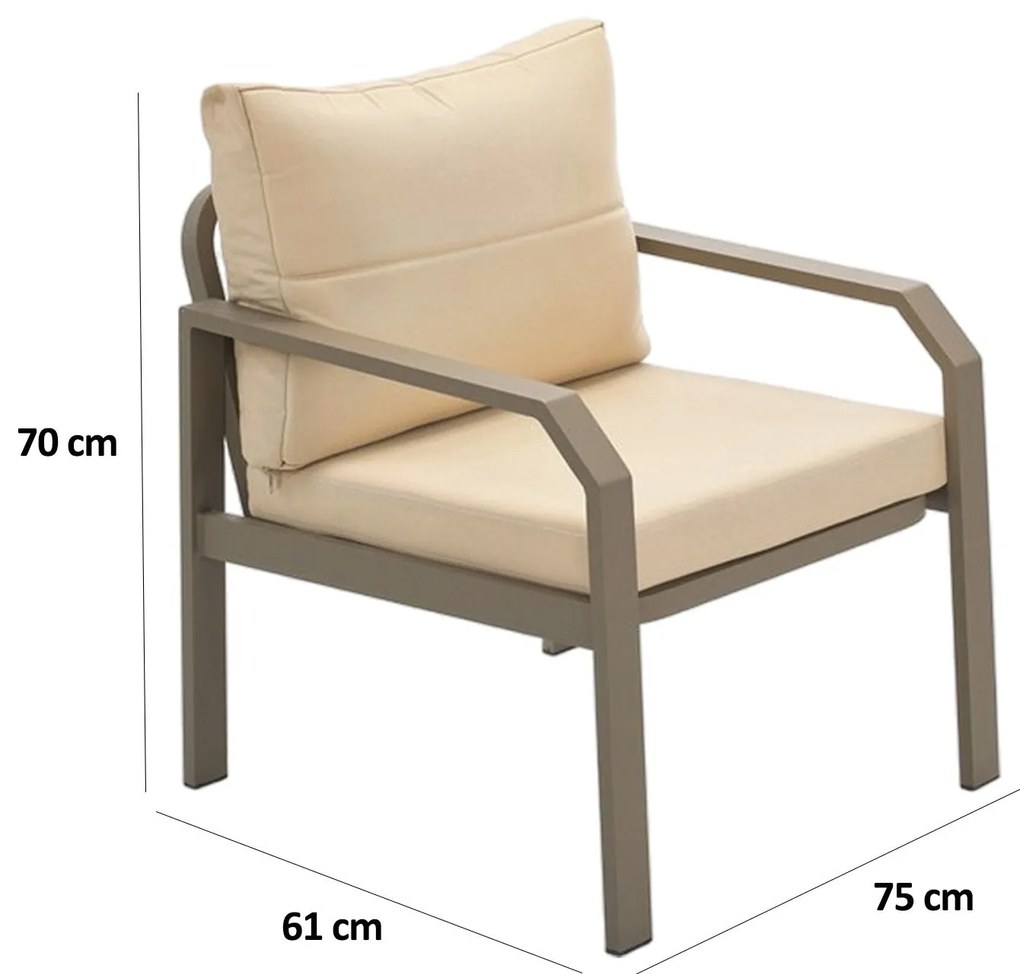 Conjunto de Lounge de Jardim Arya – Sofá de 2 Lugares, 2 Poltronas Ind