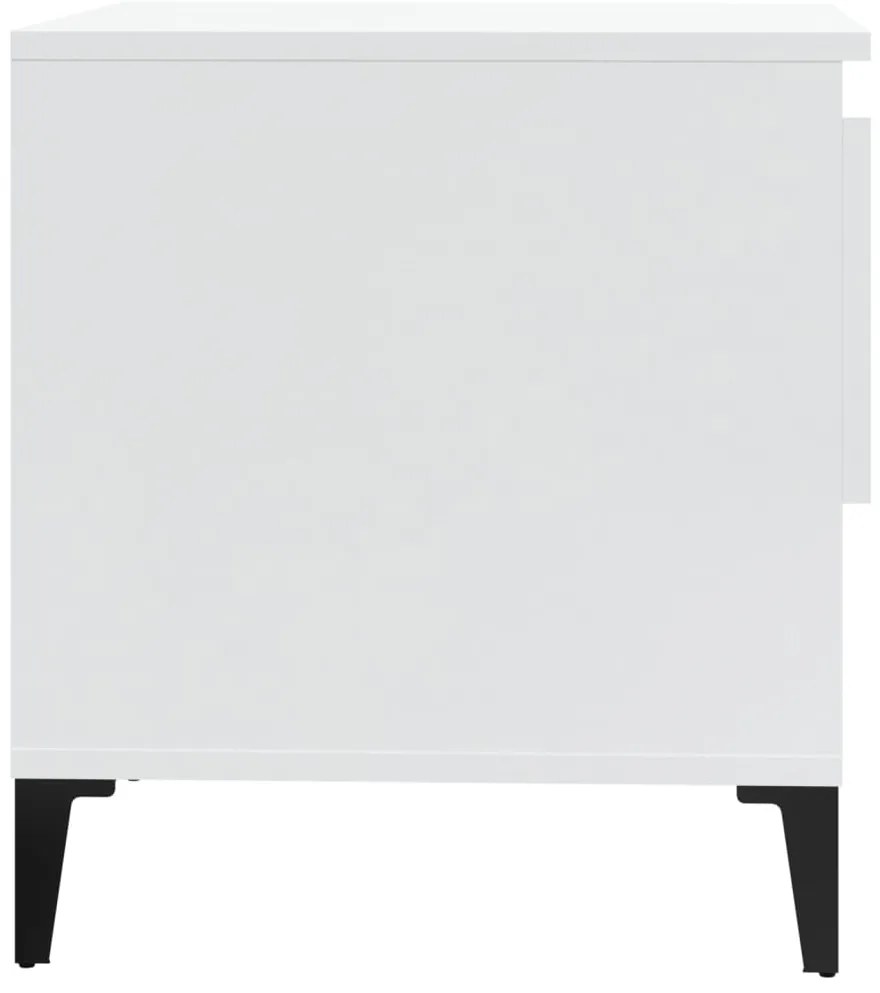 Mesas de apoio 2 pcs 50x46x50cm deriv. madeira branco brilhante