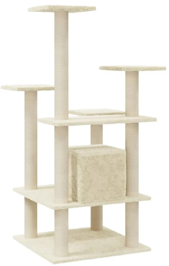 Árvore para gatos c/ postes arranhadores sisal 110 cm cor creme