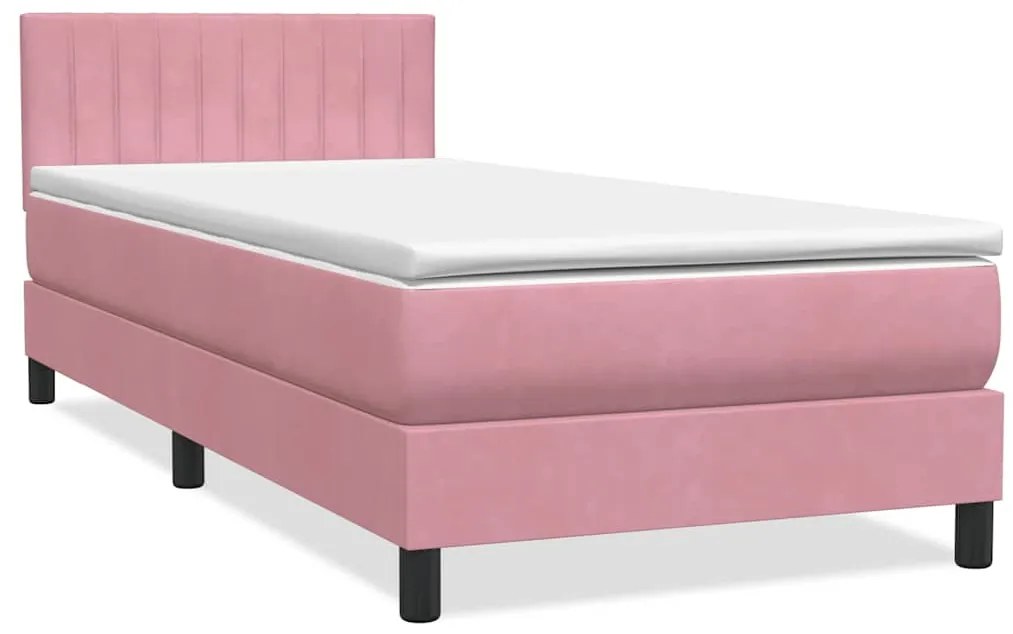 Cama com molas/colchão 80x220 cm veludo rosa