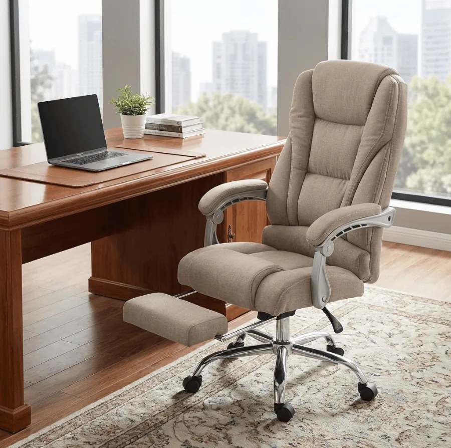 Cadeira de escritório Pacific em tecido com apoio de pé Taupe