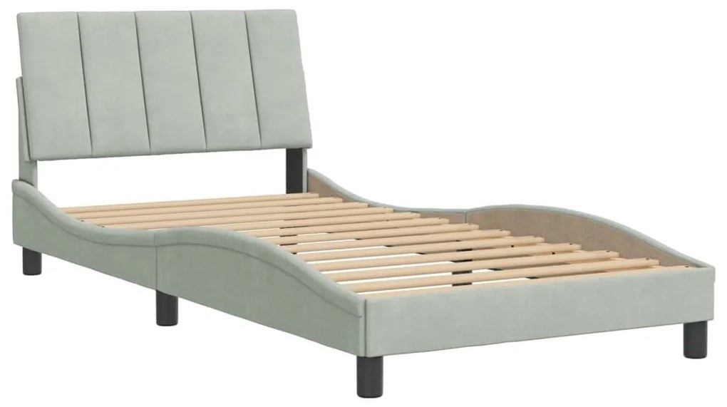 Estrutura de cama sem colchão 100x200 cm veludo cinzento-claro