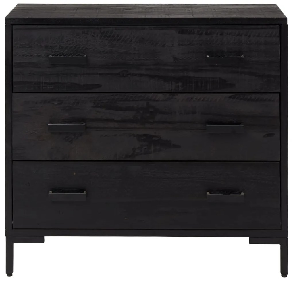 Cómoda 75x35x70 cm pinho maciço preto