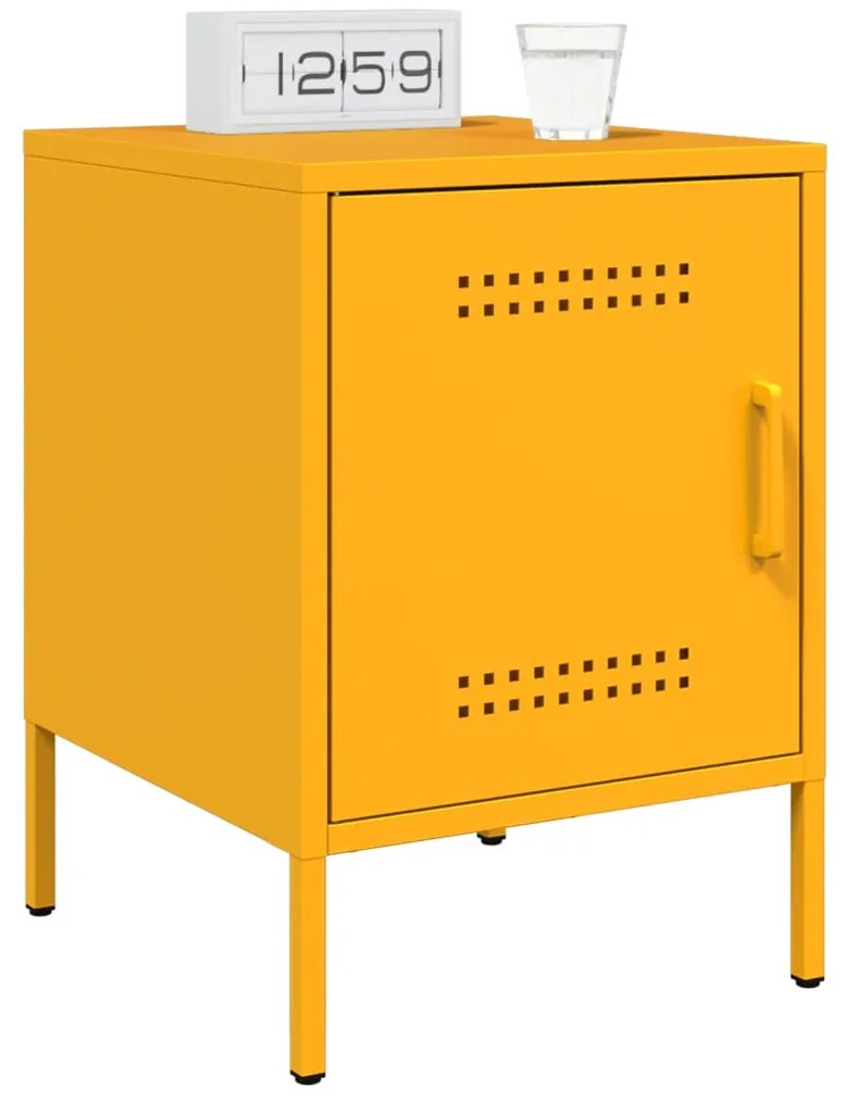 Mesa de cabeceira 36x39x50,5 cm aço amarelo mostarda