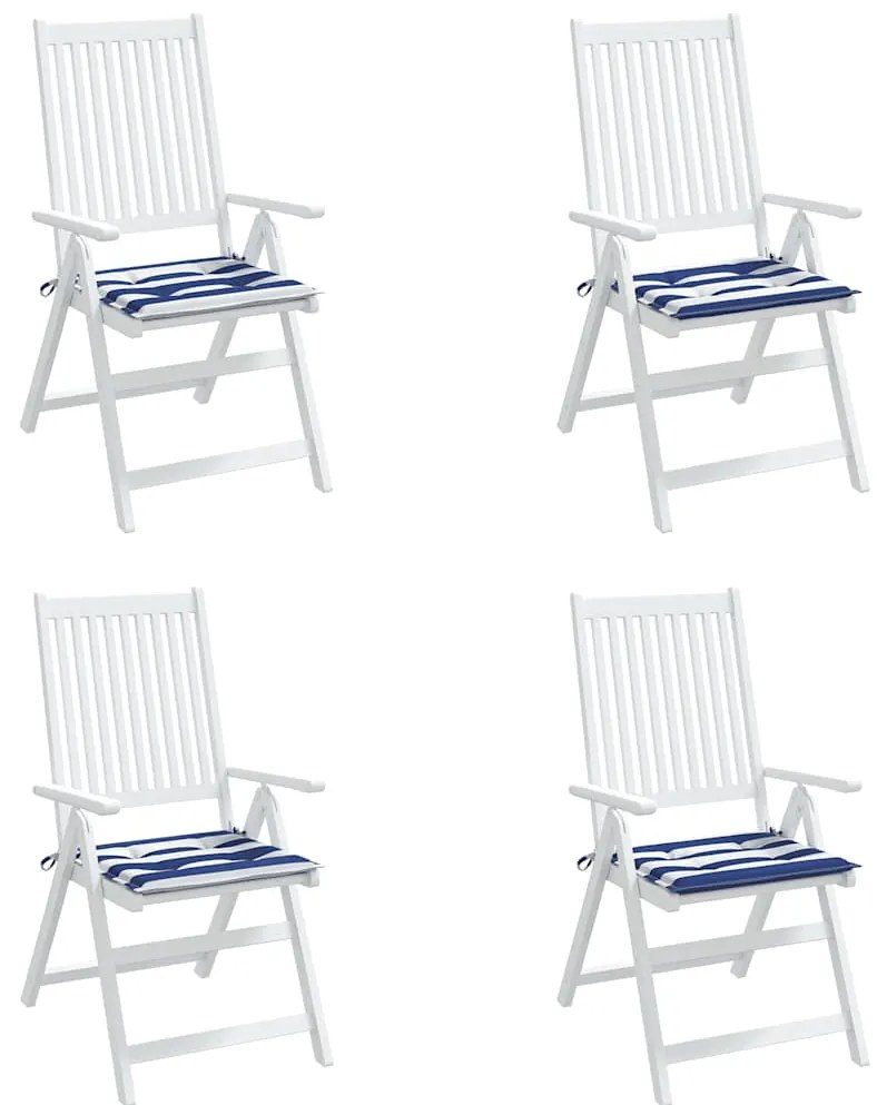 Almofadões p/ cadeira 4pcs 40x40x4 cm tecido riscas azul/branco
