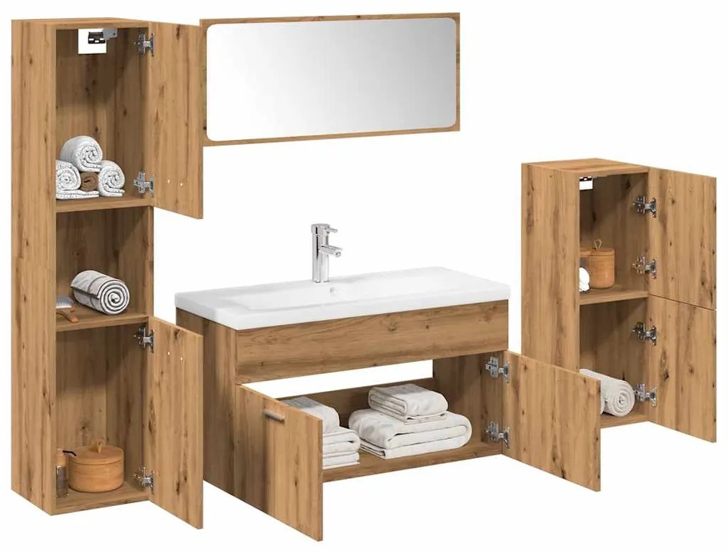 vidaXL 5 pcs móveis de casa de banho deriv. madeira carvalho artisiano