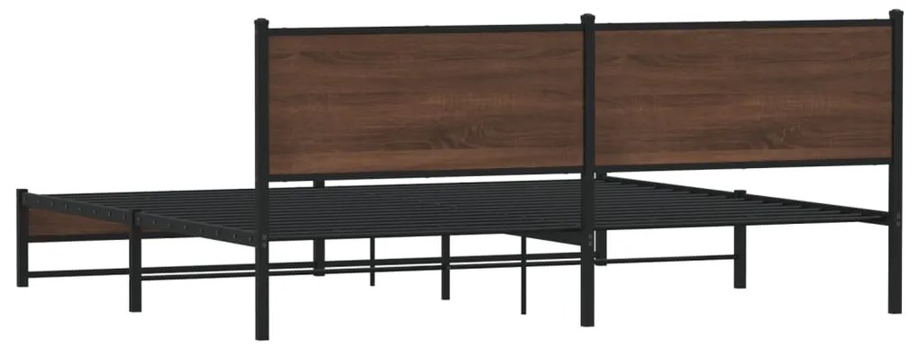 Estrutura cama sem colchão 200x200cm metal carvalho castanho