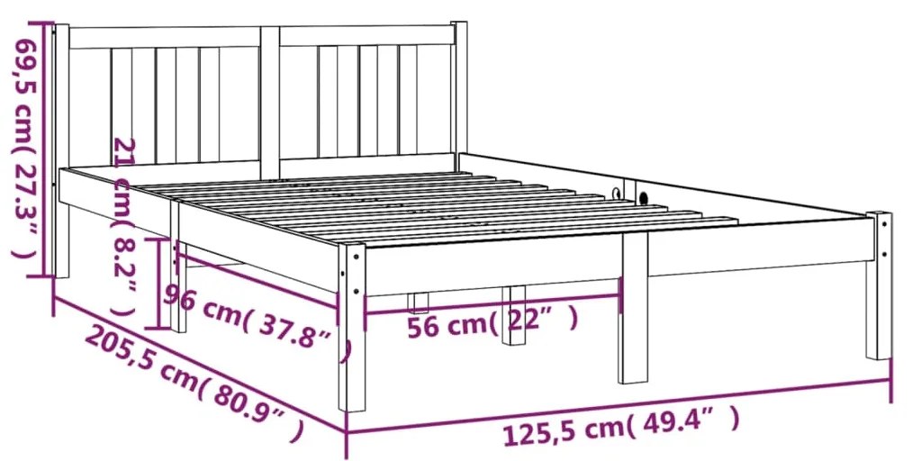 Estrutura de cama 120x200 cm madeira maciça castanho mel