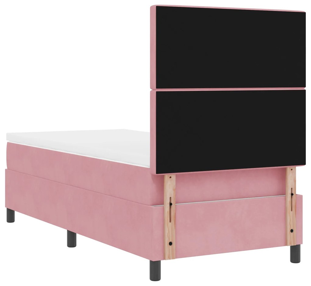 Cama Box Spring com Colchão Rosa 90x200 cm Veludo