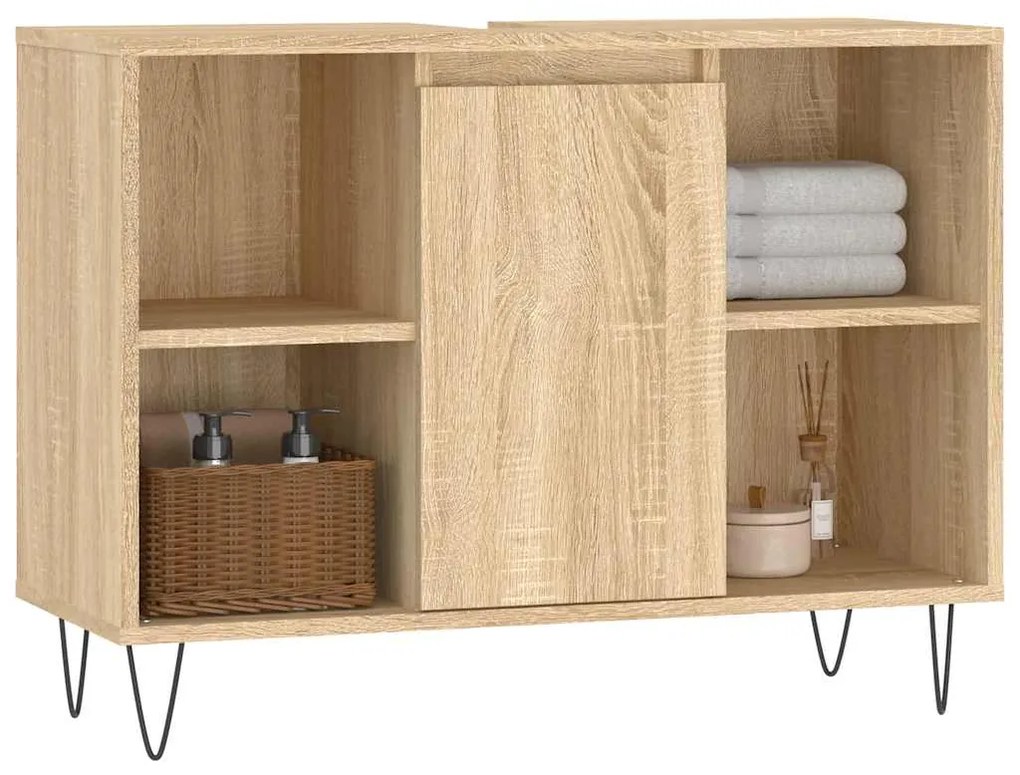 Armário p/ casa banho 80x33x60cm deriv. madeira carvalho sonoma