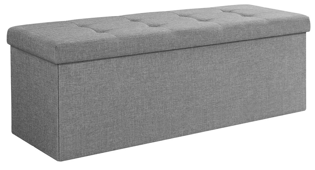 Banco estofado com armazenamento dobrável para sala | SONGMICS | 110 x 38 x 38 cm | cinzento claro | LSF77G.