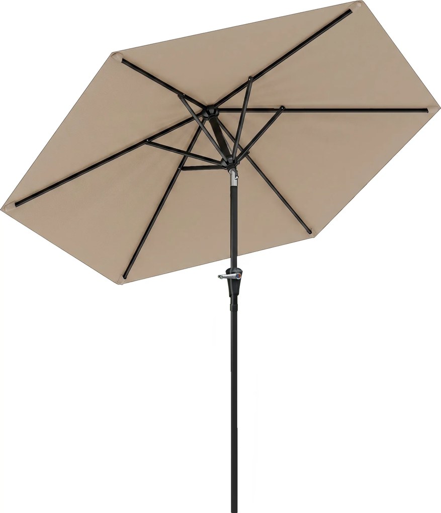 Outsunny Chapéu de Sol Jardim Ø230x216 cm Teto Ajustável Abertura Manual Impermeável Terraço Pátio Piscina Praia Cor Caqui | Aosom Portugal