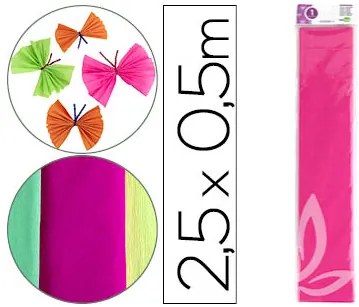 Papel Crepe 50 cm X 2,5 M 34gr Rosa Fluorescente