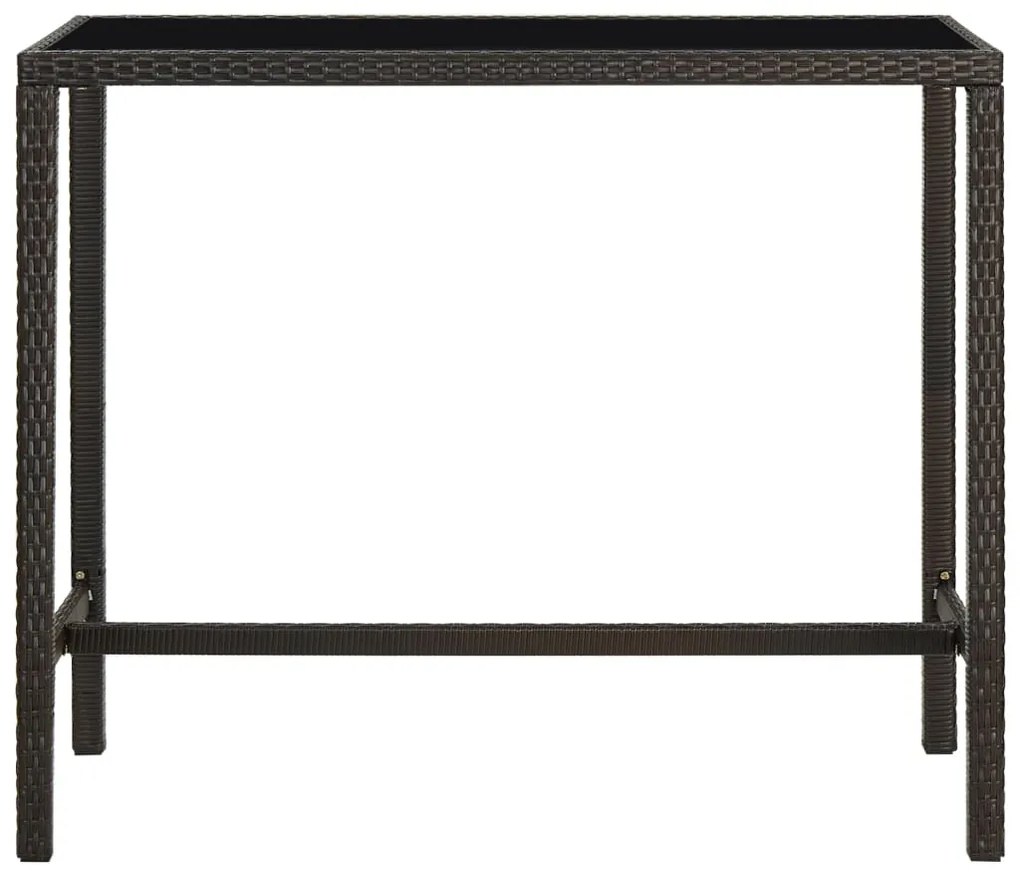 Mesa de bar para jardim 130x60x110 cm vidro e vime PE castanho