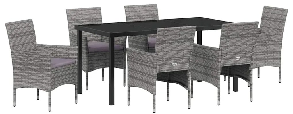 Conjunto de Jantar para Jardim 7 Peças em Rattan Sintético Cinza