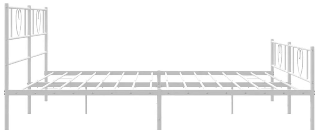 Estrutura de cama com cabeceira e pés 200x200 cm metal branco