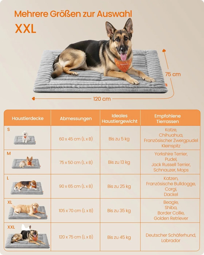 Manta para cães S 120 x 75 cm lavável na máquina cinzenta