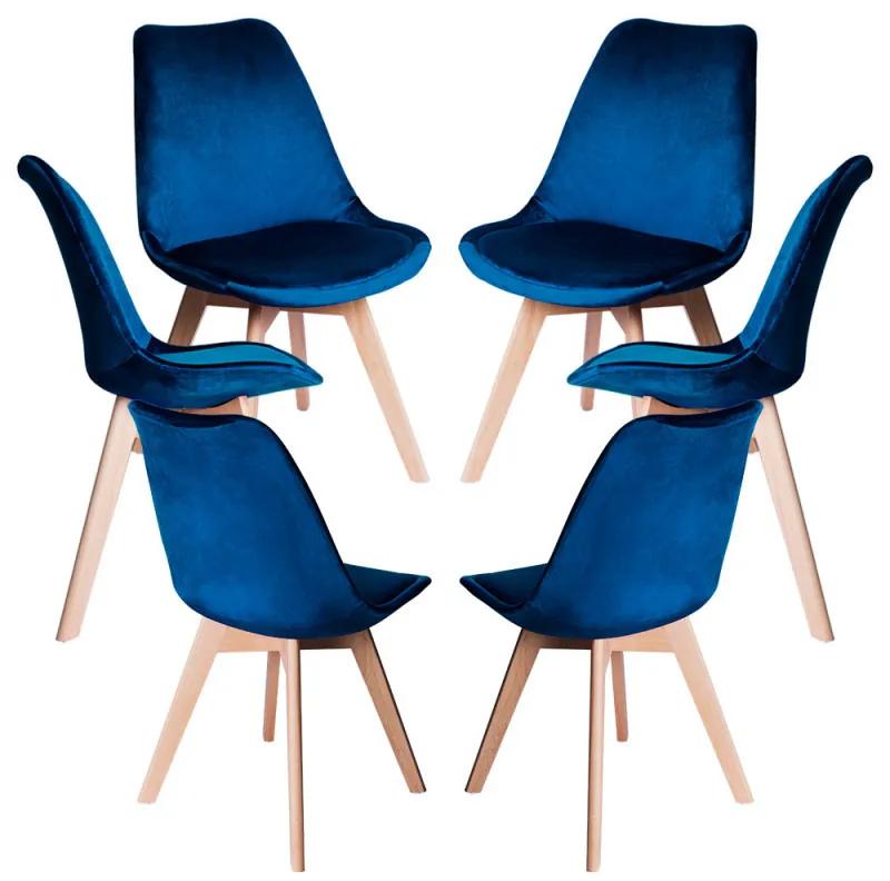 Pack 6 Cadeiras Synk Veludo - Azul médio