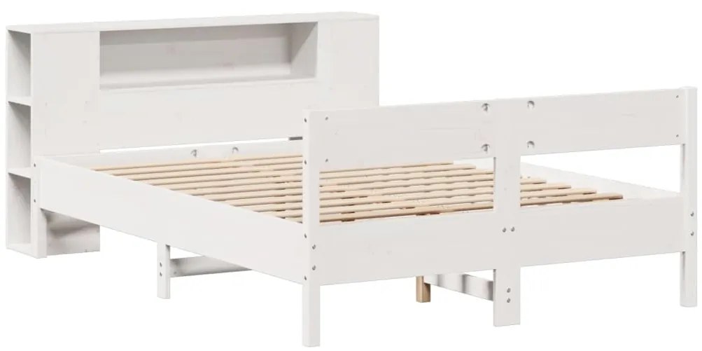 Cama com estante sem colchão 160x200 cm pinho maciço branco
