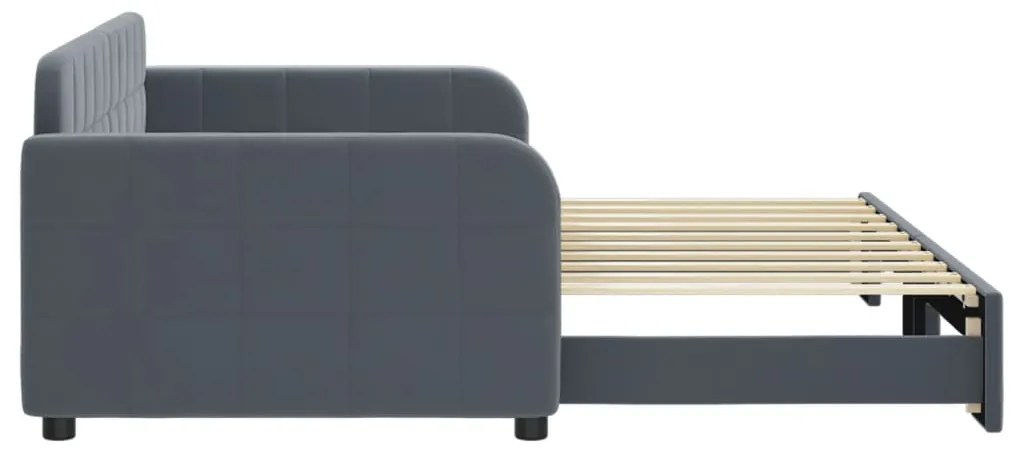 Sofá-cama com gavetão 90x190 cm veludo cinzento-escuro