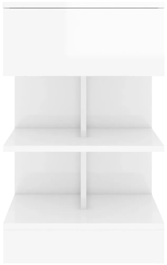 Mesa de cabeceira 40x35x65 cm contraplacado branco brilhante