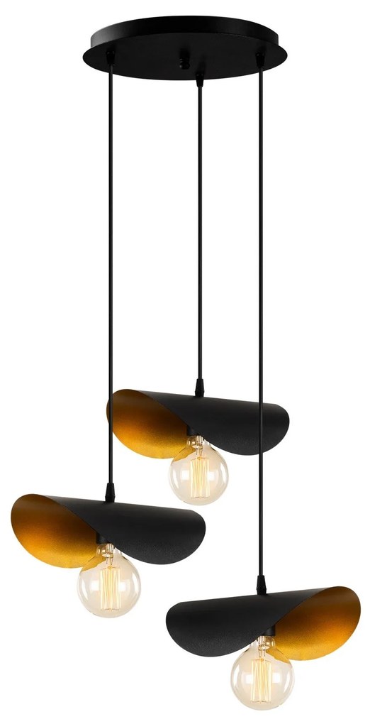 Candeeiro Chandelier Sivani – Preto e Dourado – 45 cm
