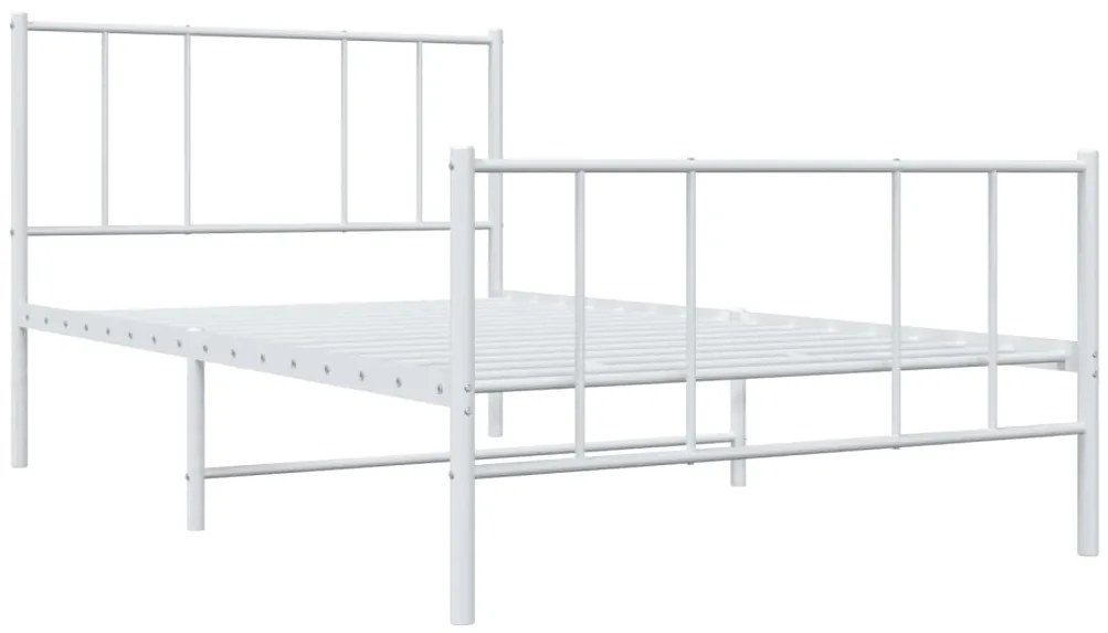 Estrutura de cama com cabeceira e pés 90x190 cm metal branco