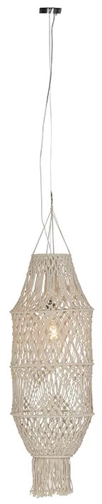 Candeeiro de suspensão retro com máscara de macramé 130 cm - Corda Rústico