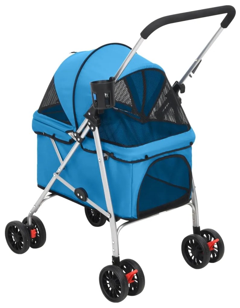 Carrinho dobrável para cães 76x50x100 cm tecido oxford azul