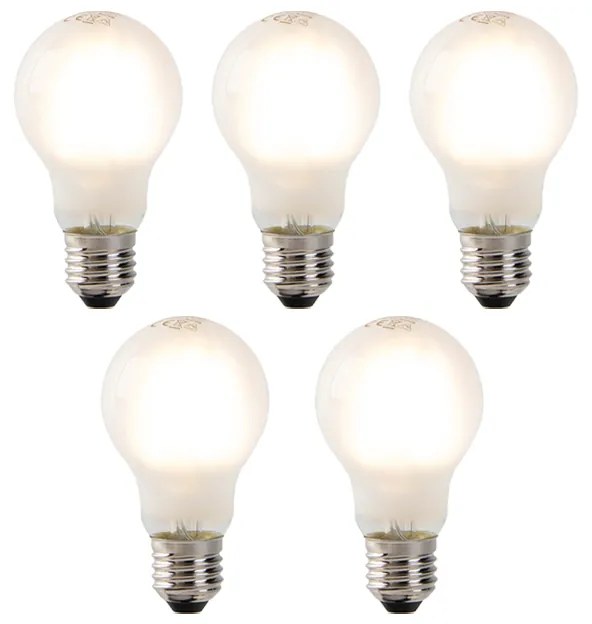 Conjunto de 5 lâmpadas de filamento LED E27 reguláveis de vidro fosco 320 lm 2700K