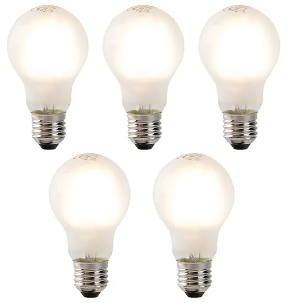 Conjunto de 5 lâmpadas LED E27 reguláveis vidro fosco 4W 320lm 2700K