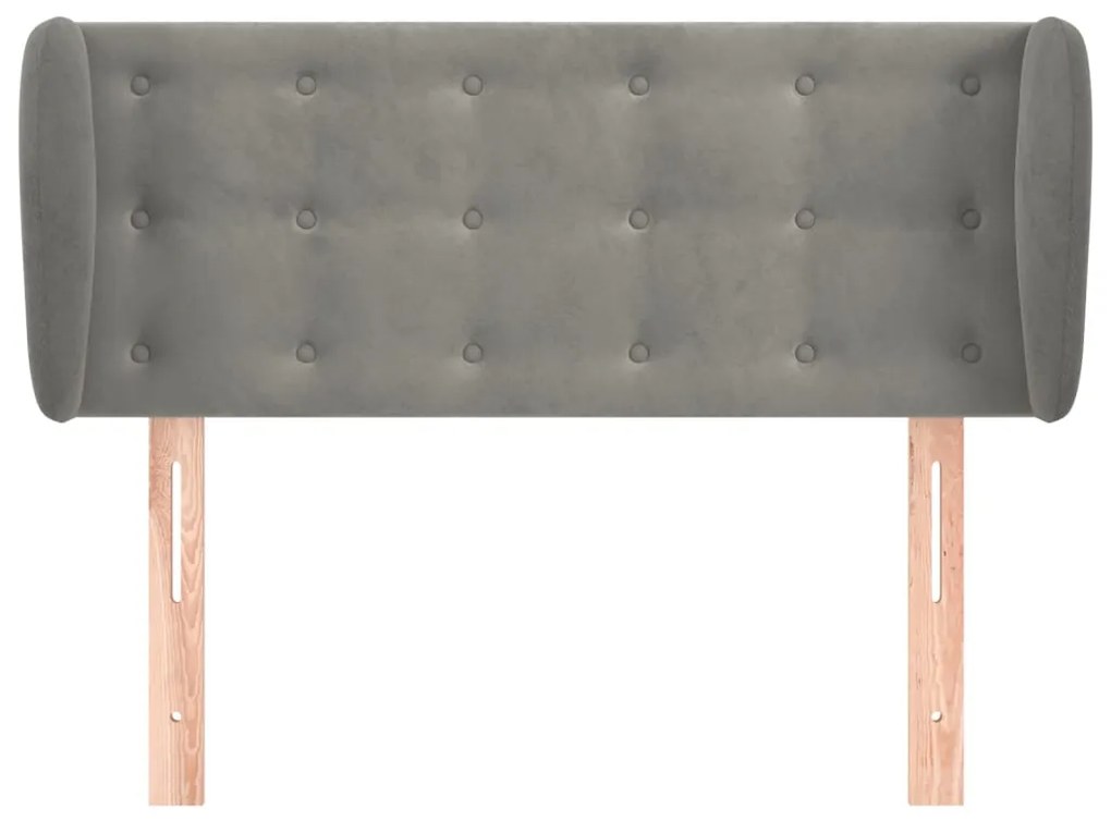 Cabeceira de cama c/ abas veludo 93x23x78/88 cm cinzento-claro